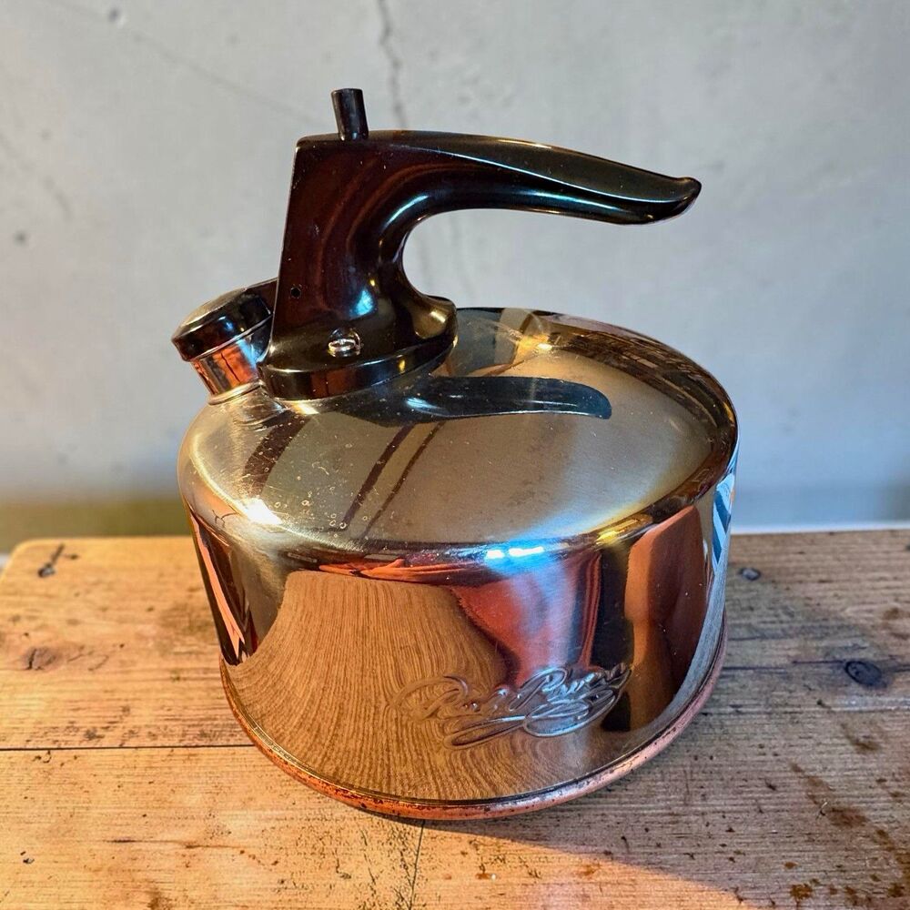 Revere Ware whistling teapot with copper bottom Korea 1999 VTG 1 qt